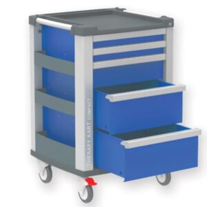 Carrello Medico Compact Kart con 5 Cassetti Blu 654x605x975 mm - 3