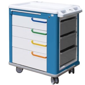 Carrello Multifunzionale 65x88x100 cm Acciaio Antimicrobico - Bianco/Blu - 1
