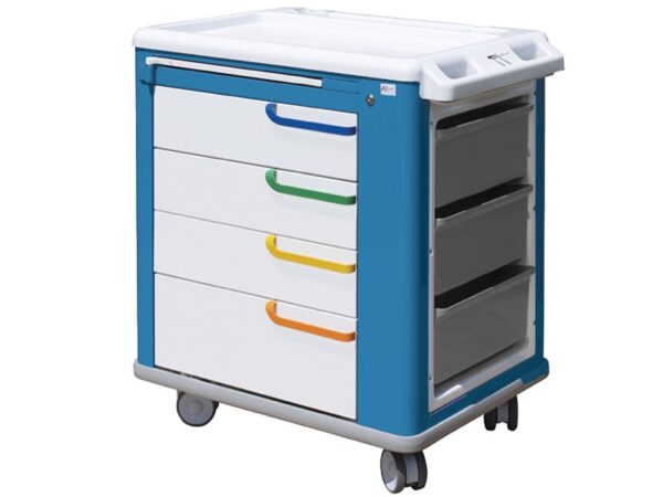 Carrello Multifunzionale Medicale 65x88x100 cm in Acciaio Verniciato Antimicrobi