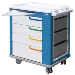 Carrello Multifunzionale 65x88x100 cm Acciaio Antimicrobico - Bianco/Blu - 2