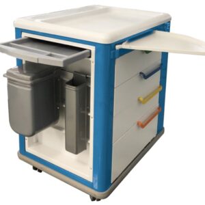 Carrello Multifunzionale 65x88x100 cm Acciaio Antimicrobico - Bianco/Blu - 3