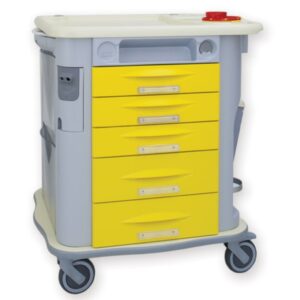 Carrello Multifunzionale Aurion Amagnetico, 5 Cassetti e Ruote - Giallo