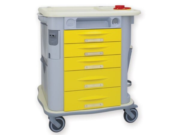 Carrello Multifunzionale Aurion Amagnetico, 5 Cassetti e Ruote - Giallo