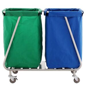 Carrello Doppio per Biancheria Sporca in Acciaio Inox AISI 202