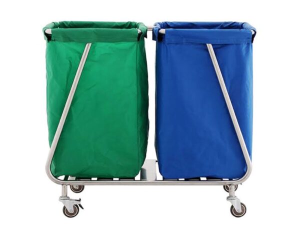 Carrello Doppio per Biancheria Sporca in Acciaio Inox AISI 202