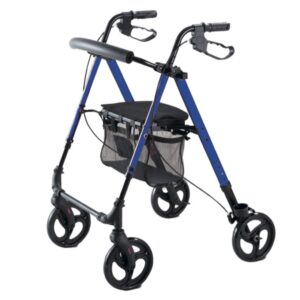 Deambulatore Leggero Pieghevole in Alluminio con Sedile Regolabile Blu - 2 pezzi - 1