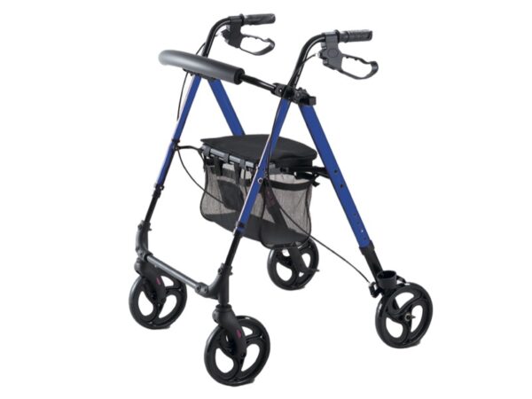 Deambulatore Leggero Pieghevole in Alluminio con Sedile Regolabile Blu - 2 pezzi