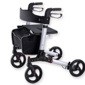 Deambulatore Stylish Alluminio Pieghevole con Sedile e Freni, Argento - 2 pz - 1