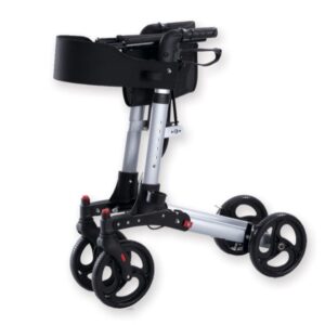 Deambulatore Stylish Alluminio Pieghevole con Sedile e Freni, Argento - 2 pz - 2
