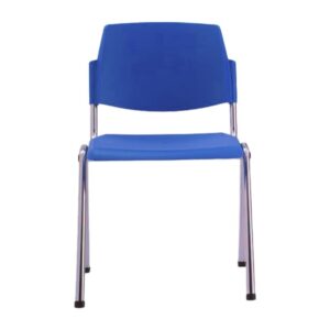 Sedia Impilabile in Acciaio Cromato Seduta Plastica Autoestinguente Blu - 1