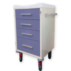 Carrello Utility Acciaio Verniciato con Top in Tecnopolimero e 3 Cassetti - Blu - 1
