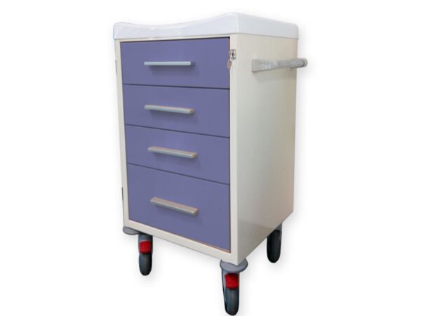 Carrello Utility Acciaio Verniciato con Top in Tecnopolimero e 3 Cassetti - Blu