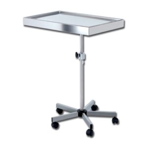 Tavolo di Mayo con Piantana 5 Ruote in Acciaio Inox - Rotelle diametro 50 mm