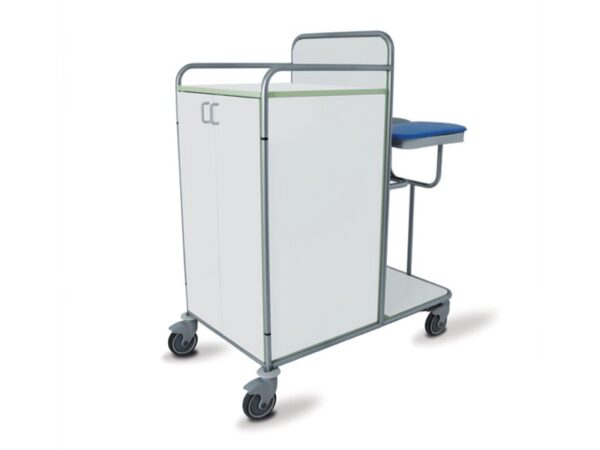 Carrello Lavanderia Laminato Chiuso con Antine 3 Ripiani e 2 Portasacchi