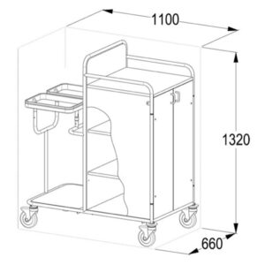 Carrello Lavanderia Laminato Chiuso con Antine 3 Ripiani e 2 Portasacchi - 2