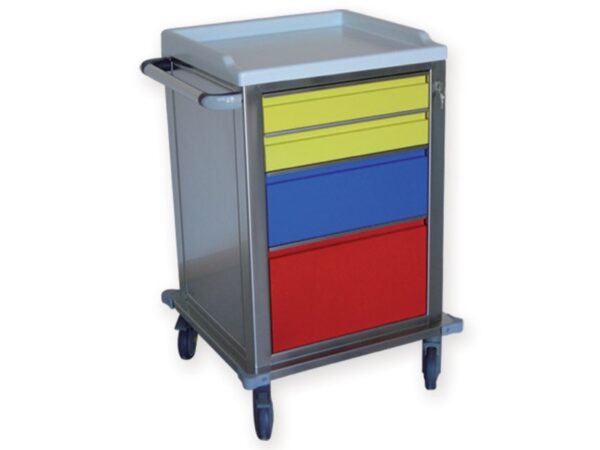 Carrello Modulare in Acciaio Inox con 2 Cassetti Piccoli, 1 Medio e 1 Grande
