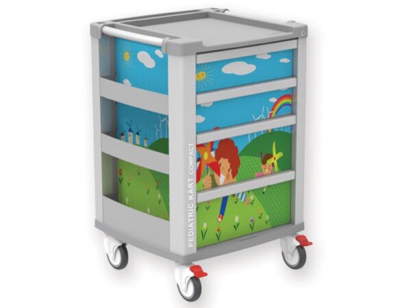 Carrello Kart Pediatrico Compatto con 2 Cassetti Medium e 2 Large
