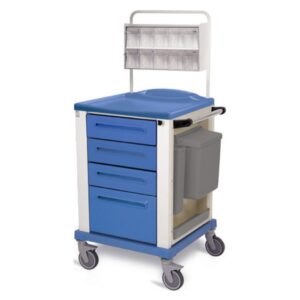 Carrello per Medicazione Piccolo Blu con Vassoio Portastrumenti e 10 Cassetti a