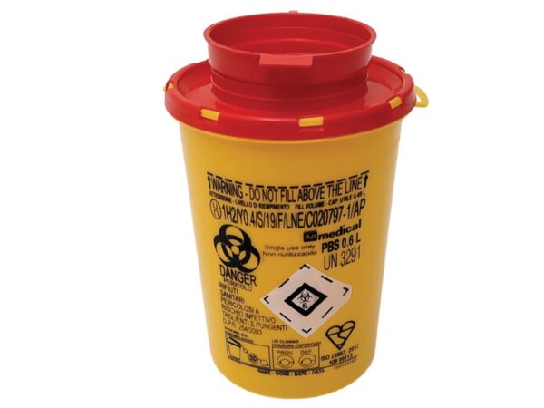 Contenitore Rifiuti Taglienti Linea PBS 0,6 Litri diam. 10x14,5 cm - 200 pz