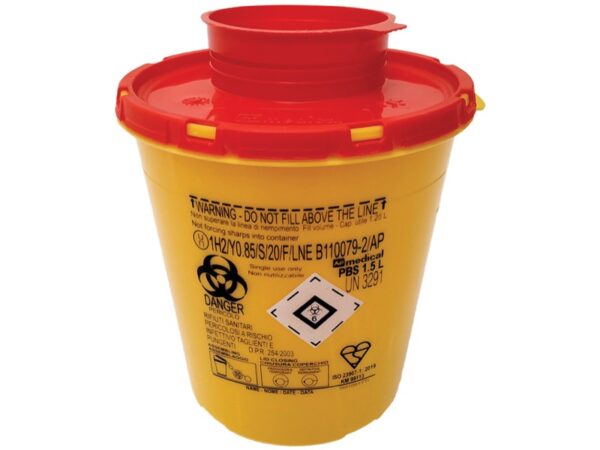 Contenitore Rifiuti Taglienti Linea PBS 1,5 Litri diam. 14x16,5 cm - 100 pz