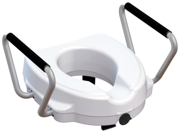 Rialzo WC con Braccioli Fissi o Reclinabili, Alluminio, Altezza 12,5 cm - 3 pz