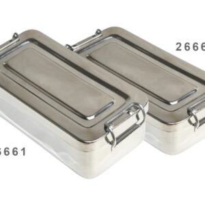 Scatola Inox con Manici Autoclavabile 134°C - Misure 20x10x4-5 cm - 12 pz - 1
