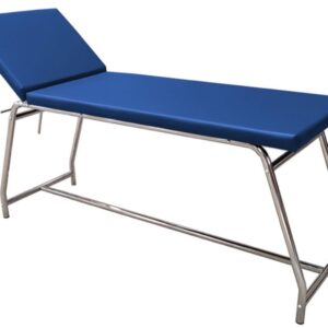 Lettino da Visita Cromato Portata 120 kg - Colori Blu e Beige - 1