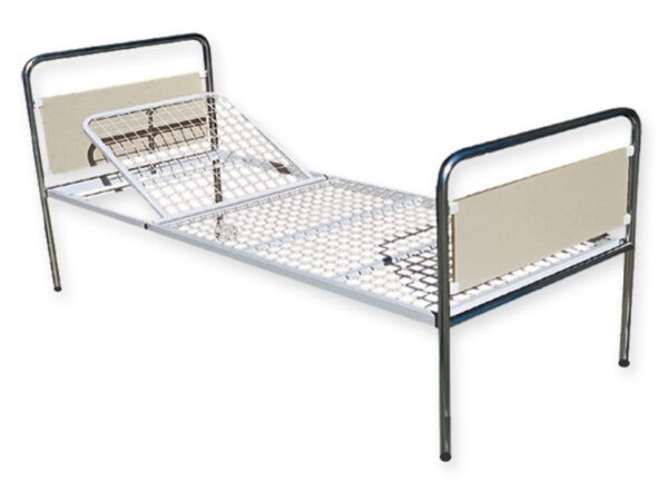 Letto Ospedaliero Standard Plus Cromato, Rete Rigida, Schienale Regolabile