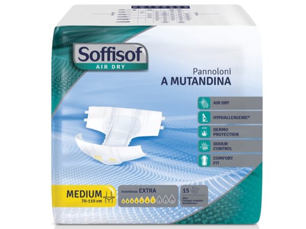 Pannoloni Soffisof Air Dry Incontinenza Moderata - Taglie Medium/Large - 180 pz