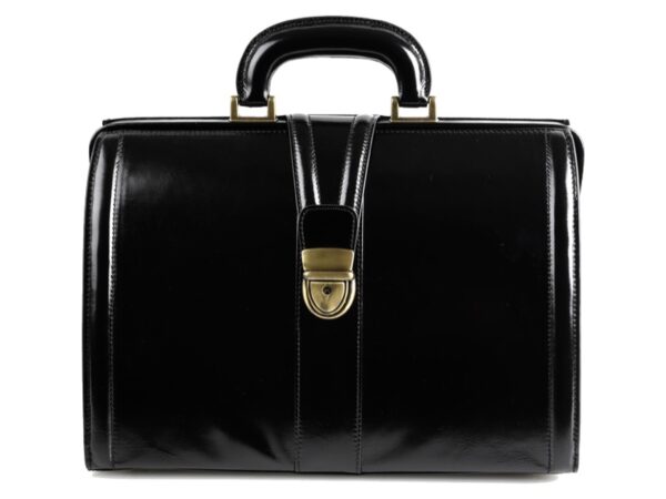 Borsa Medica Valigetta in Cuoio Fiore con Serratura, 34x18x22 cm - in 2 Colori