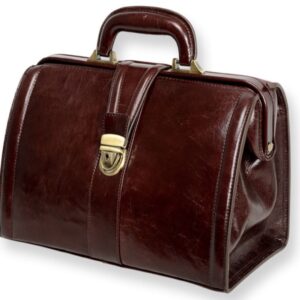 Borsa Medica Valigetta in Cuoio Fiore con Serratura, 34x18x22 cm - in 2 Colori - 2