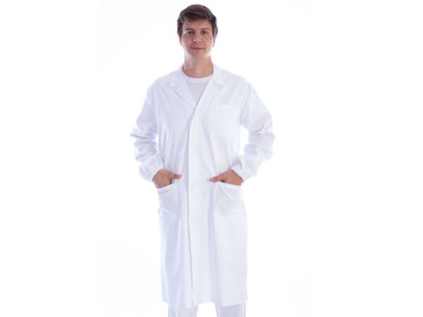 Camice Bianco Unisex Cotone/Poliestere con Bottoni Automatici - XS-XXXL - 8 pz
