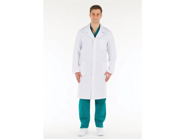 Camice da Medico Uomo Bianco in Cotone 100% con Bottoni - Taglie 44-58 - 5 pezzi