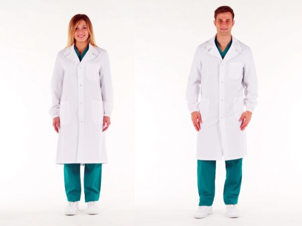 Camice Unisex Bianco in Cotone 100% con Bottoni Automatici - Taglie 40-58 - 5 pz