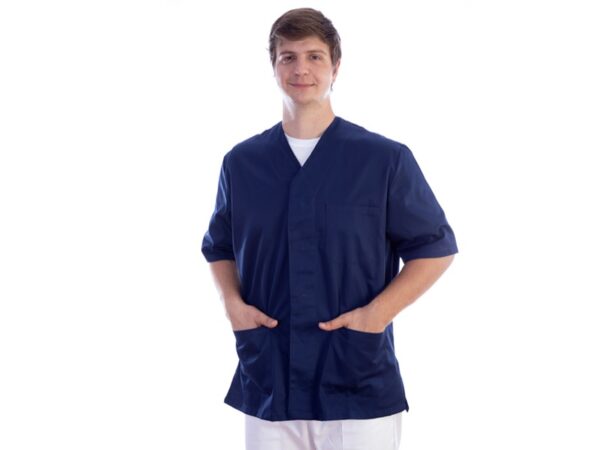 Casacca Medica Unisex con Bottoni Automatici Blu - Tg. XS-XXL - 8 pz
