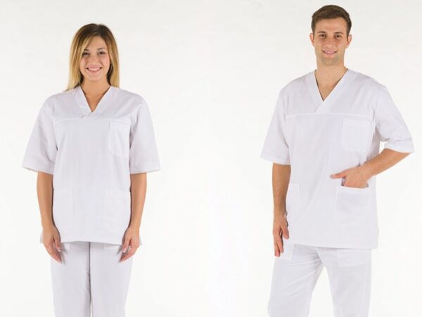 Casacca Medica Unisex in Cotone 100% Bianca - Taglie XS-XXL - 6 pezzi