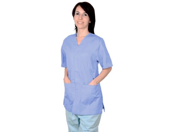 Casacca Sanitaria Unisex con Bottoni Automatici Azzurra - Tg. XS-XXL - 8 pz