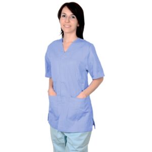 Casacca Sanitaria Unisex con Bottoni Automatici Azzurra - Tg. XS-XXL - 8 pz - 2