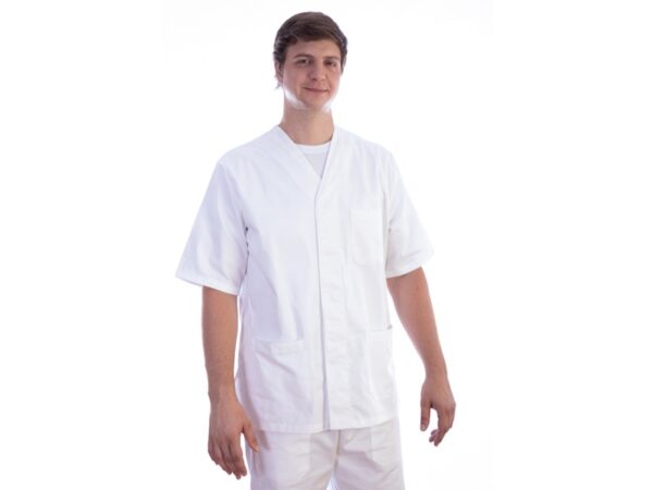 Casacca Sanitaria Unisex con Bottoni Automatici Bianca - Tg. XS-XXL - 10 pz