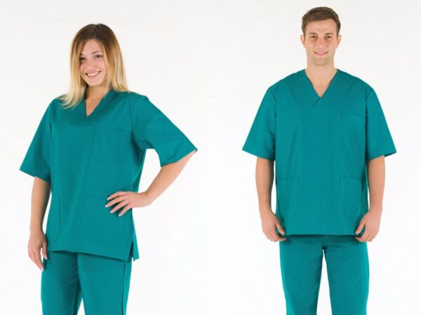 Casacca Sanitaria Unisex in Cotone 100% Verde - Taglie XS-XXL - 5 pezzi