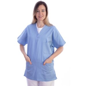 Casacca Sanitaria Unisex in Cotone/Poliestere Azzurra - Taglie XS-XXXL - 8 pezzi - 3