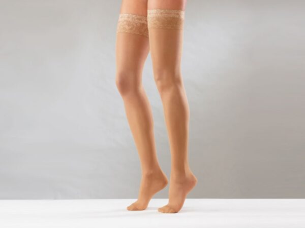 Calza Autoreggente Compressione Media Balza Siliconata Beige - S-XL - 8 paia