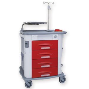 Carrello Emergenza Aurion con Asta Portaflebo e Porta Defibrillatore - 2 Colori - 1