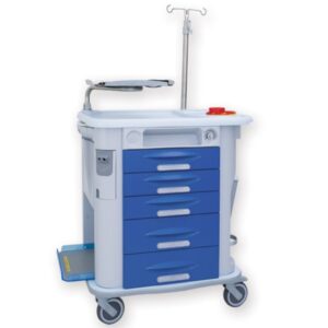 Carrello Emergenza Aurion con Asta Portaflebo e Porta Defibrillatore - 2 Colori - 2