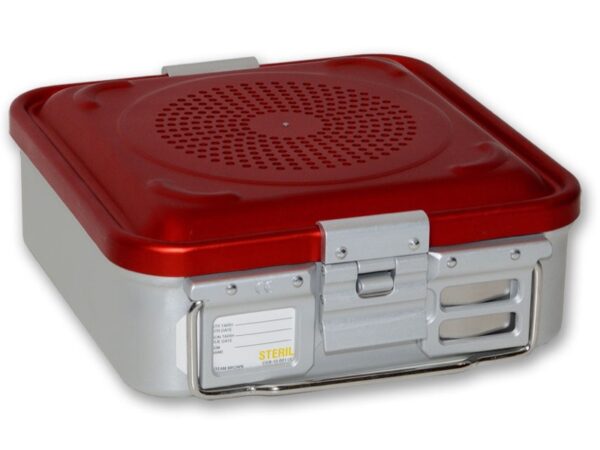 Container Sterilizzazione Filtro 285x280 mm Rosso Non Forato - H 100-150 mm