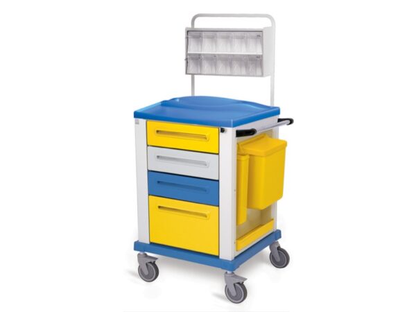 Carrello per Medicazione con Cassetti Dispenser e Vassoio Portastrumenti