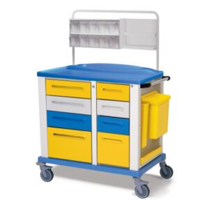 Carrello per Medicazione con Cassetti Dispenser e Vassoio Portastrumenti - 2