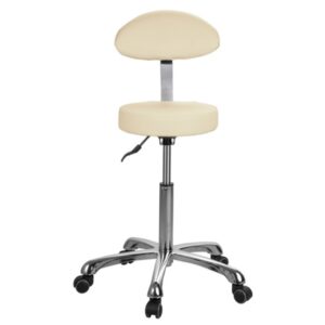 Sgabello con Schienale Finta Pelle diam. 34 cm, h 55-75 cm - in 5 Colori - 2 pz - 2