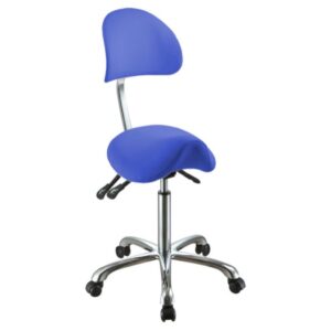Sgabello Ergo con Schienale e Seduta a Sella, Altezza 63-83 cm - 3 Colori - 3
