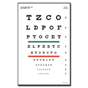 Tavola Optometrica Snellen Acuità Visiva 23x35,5 cm Barra Rosso/Verde - 15 pz - 2